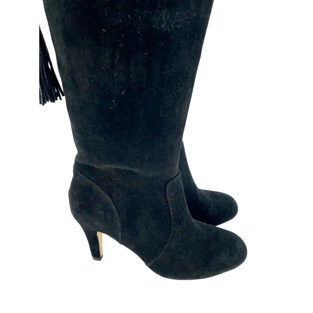 Vince Camuto Cherline Black Suede Leather Over the Knee Boots SZ 6 New